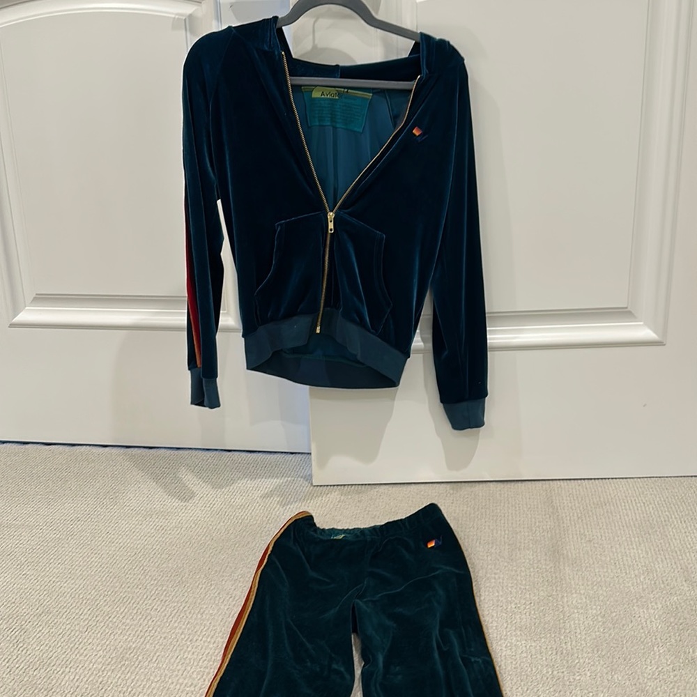 Kids Aviator matching sweatshirt and Pants. Zip up hoodie size 14, pants size 12